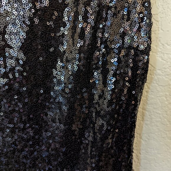 Black Sequin Short Sleeve Formal Wedding Evening Maxi Dress 2 - Picture 5 of 5